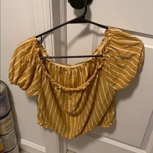 Selling a yellow and white striped crop top ,AE